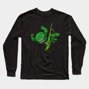 Funny Pea Vegan Angry Superhero Parody Long Sleeve T-Shirt